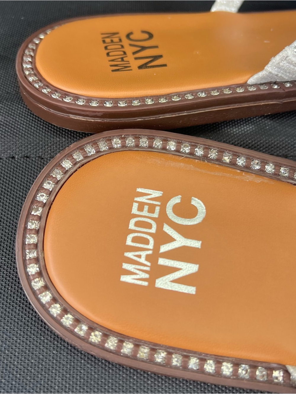 Madden NYC Silver Crystal Multi-Strap Slide Sandals Size 12 Vacation Footwear - Picture 3 of 4